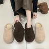 Baotou Fluffy Shoes for Women To Wear Outside 2025 Winter New Warm and Plush Lazy Thick-soled Muffin Half-towed Cotton Slippers for Women