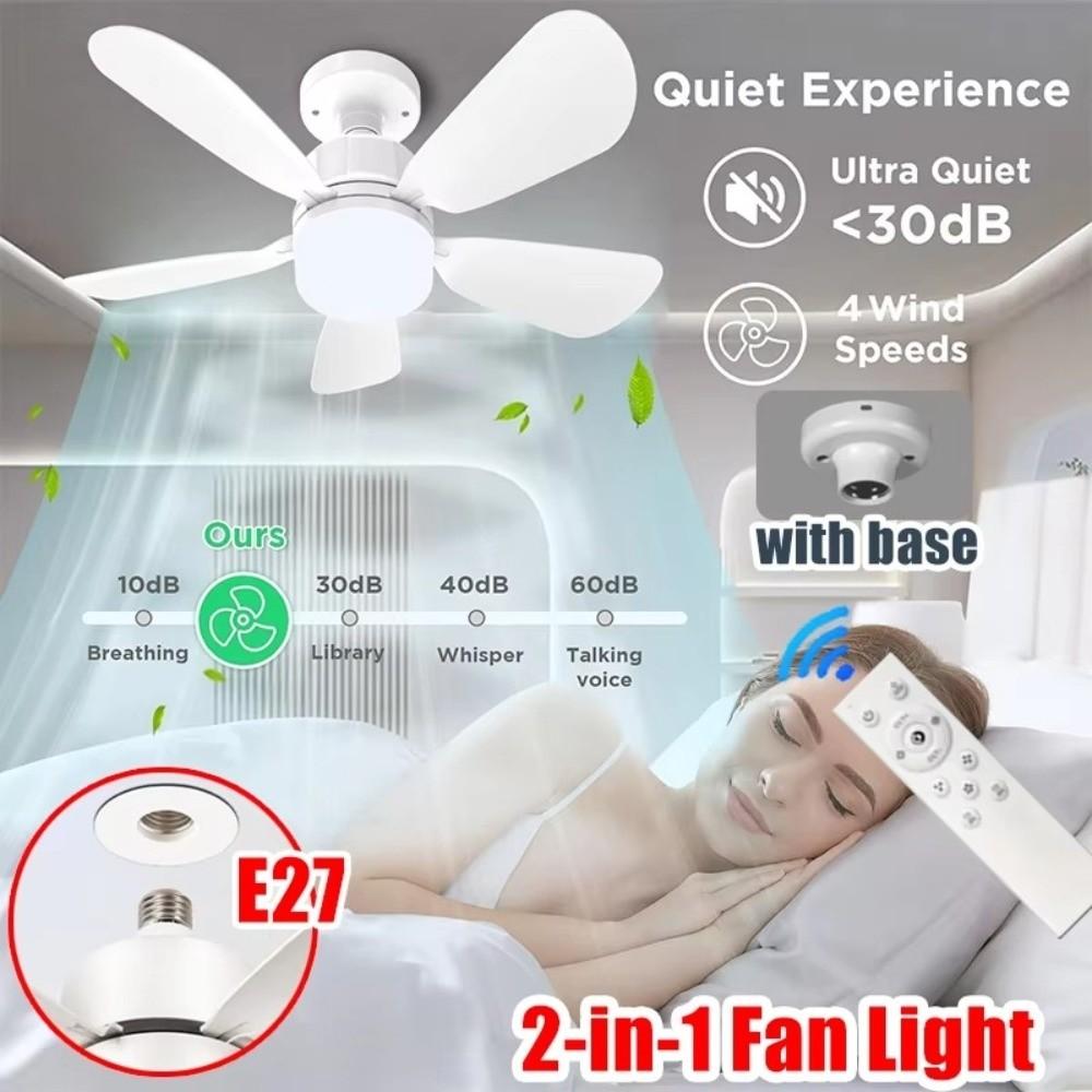 with E27 Base E27 Screw Ceiling Fan Light Mute Design 3 Color Lights Fan Home Decor
