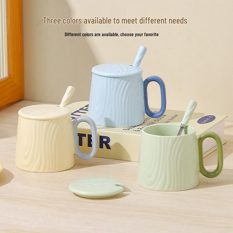 Набор керамических кружек с крышкой и ложкой Mug with Lid and Spoon
