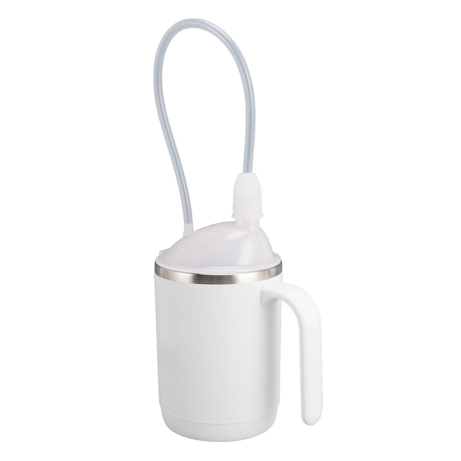 

Convalescent Drinking Cup with Straw 450ml 304 Stainless Steel Silicone Rehabilitation Feeding Cup for Water Porridge Soup