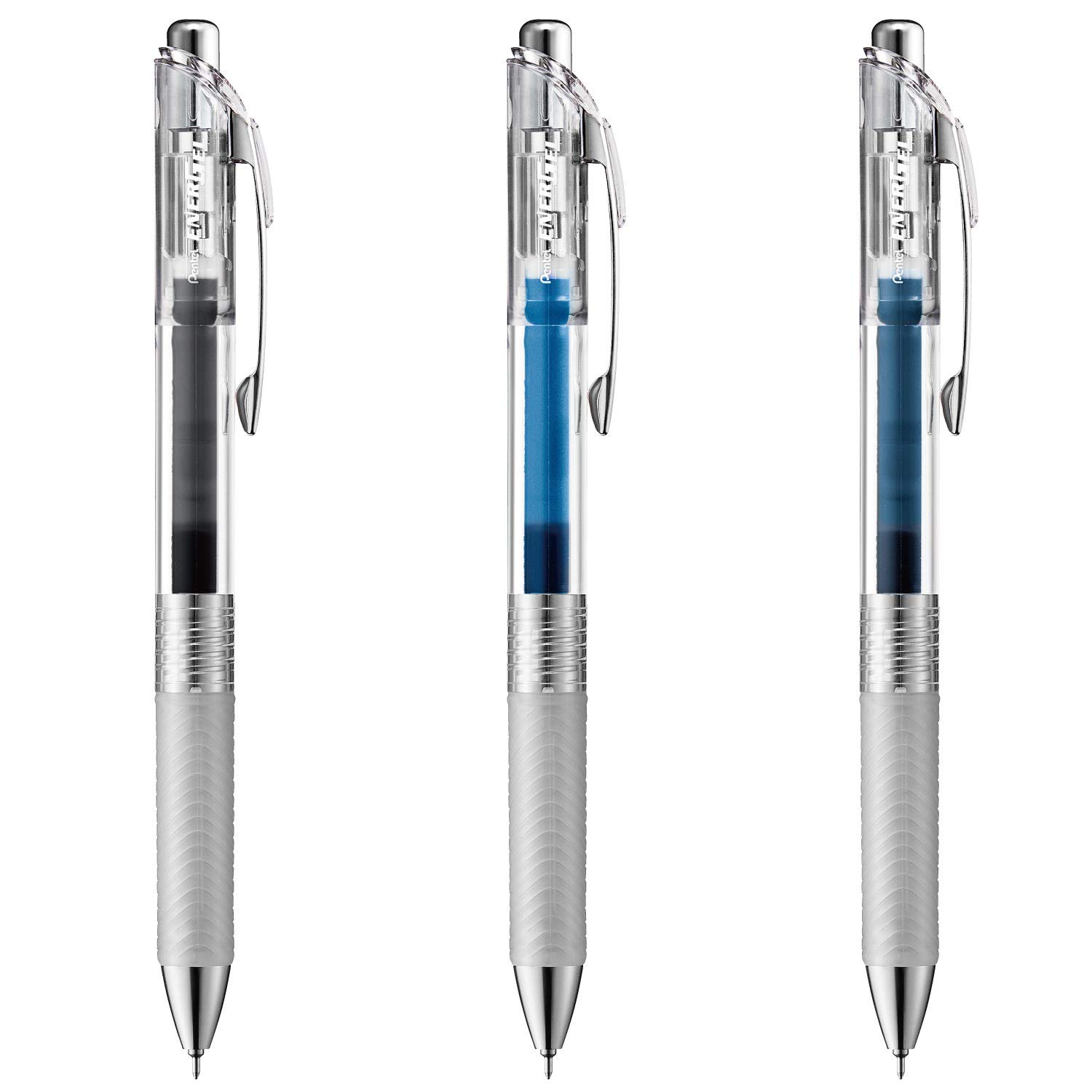 Pentel EnerGel Infree Gel Ink Ballpoint Clear 3 Colors Pen, 0.4mm, Barrel, BLN74TL3AMZ,
