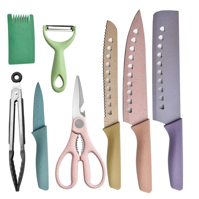 Achtteiliges Messerset „Love Hollow Kitchen“, Edelstahl, in Geschenkbox