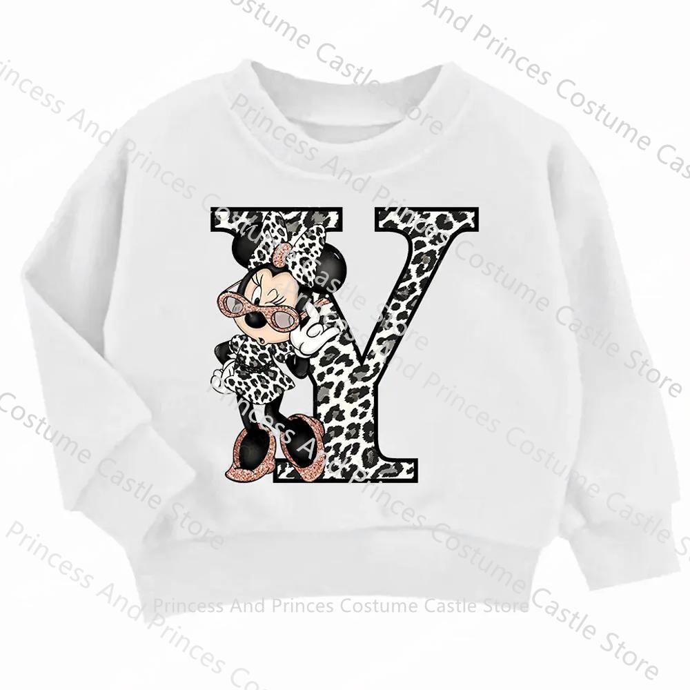 Children MINISO Minnie Hoodie Letter A B C D Kid Casual Clothes O-neck Pullover Little Baby Kawaii Cartoons Boy Girl Sweatshirts