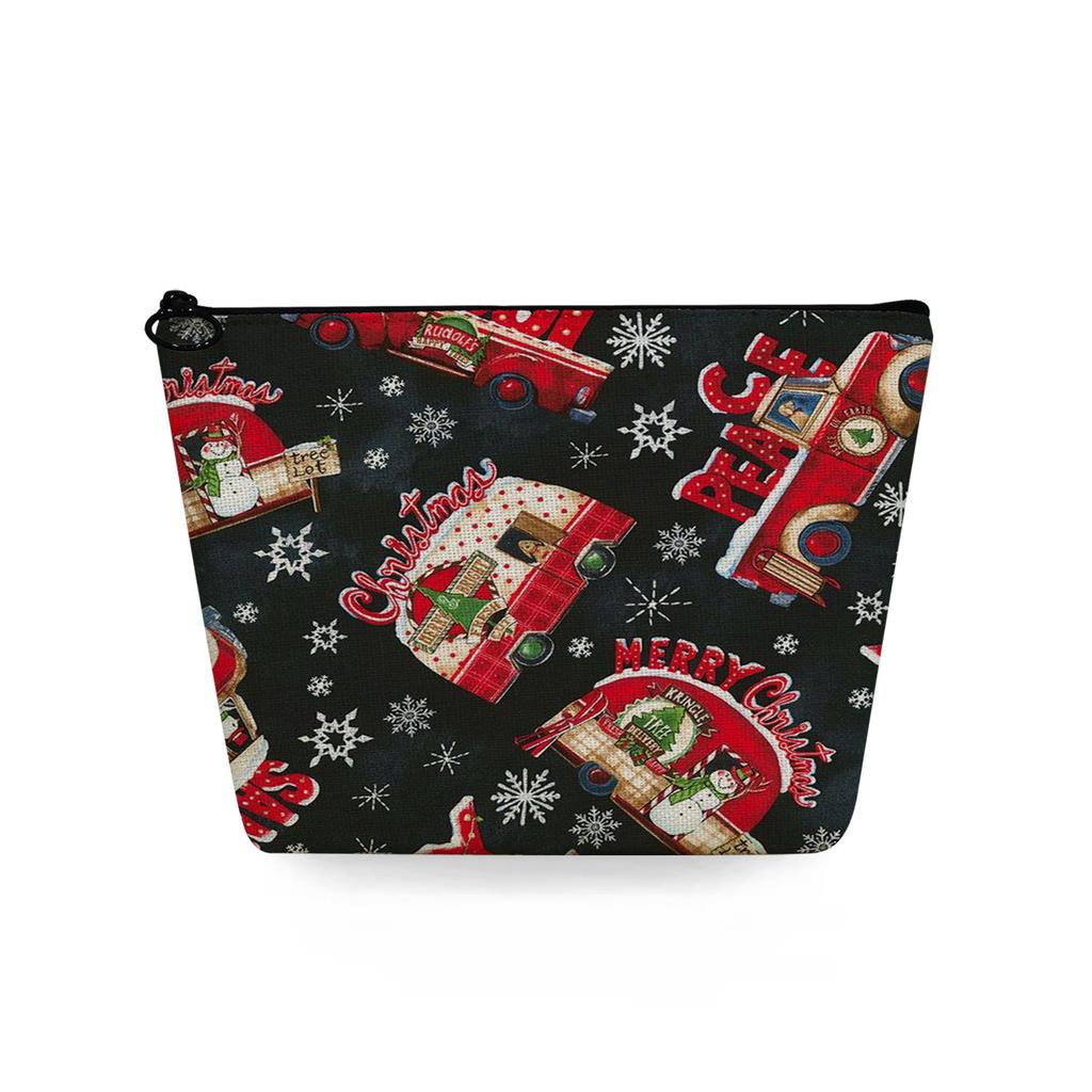 Women Christmas Snowman Print Cosmetic Bag Toiletries Organize Travel Storage Case  6367