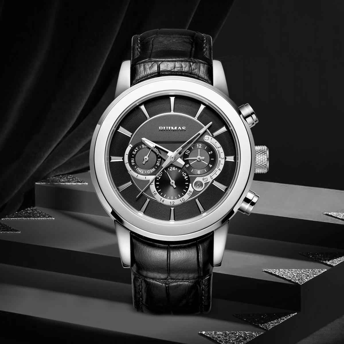 Men S Mechanical Watch Genuine Leather Multifunctional Fashion Business Watch 6767