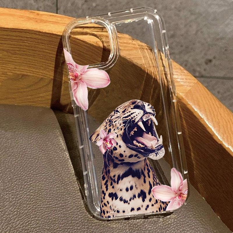 

Plum Blossom Vicious Tiger Print Clear Case For iPhone 17 16 Pro Max 17e 16e 15 14 13 12 11 Mini XS X XR 15 16 Plus Soft Cover iPhone 11 Pro Max