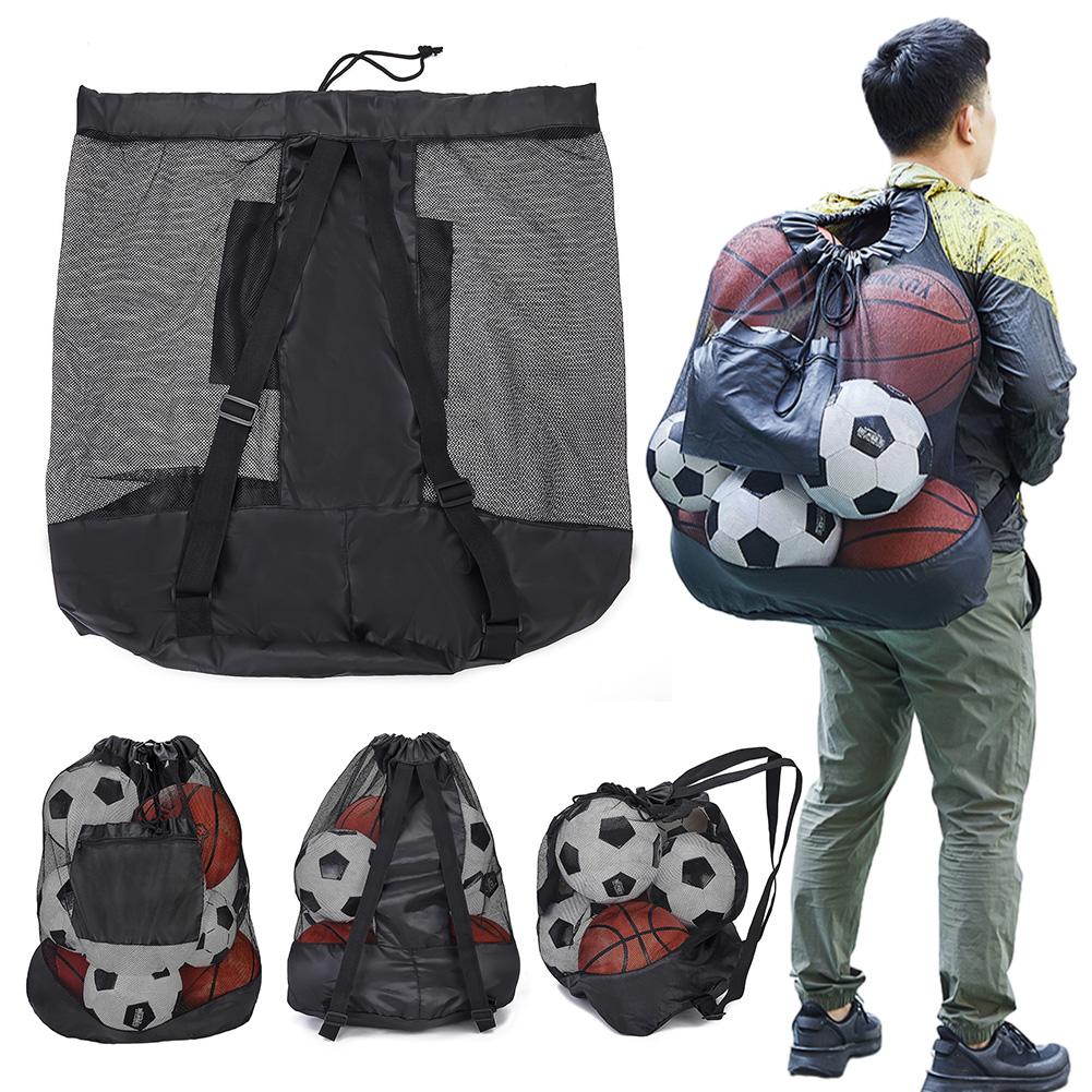 Nett fotballbag Sportsutstyrspose Sikker sidelomme med skulderstropp for å holde basketball volleyball