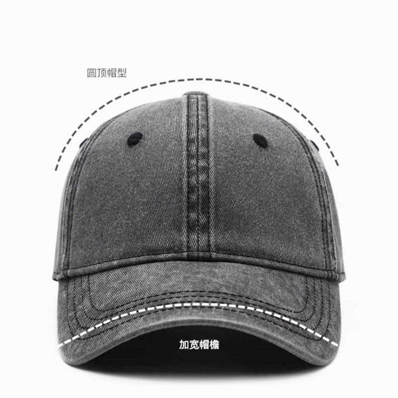 

New and old baseball caps for men and women, spring and autumn fashion denim baseball caps, big head circumference tide one size fits all серый