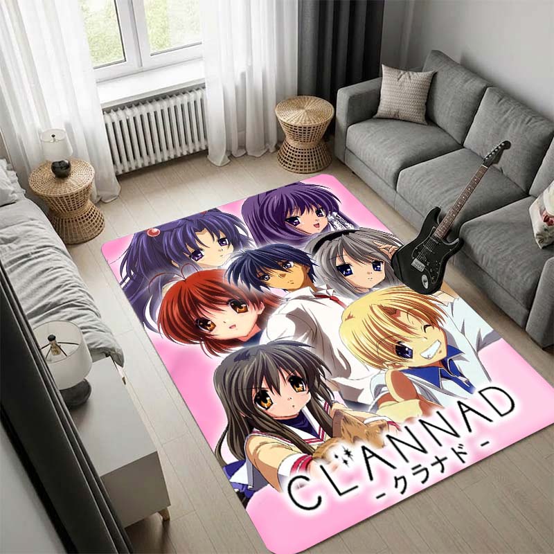 Clannad Anime Girl Character Print Area Rug, Non Slip Soft Floor Mat, Home Decor Living Room Bedroom Carpet