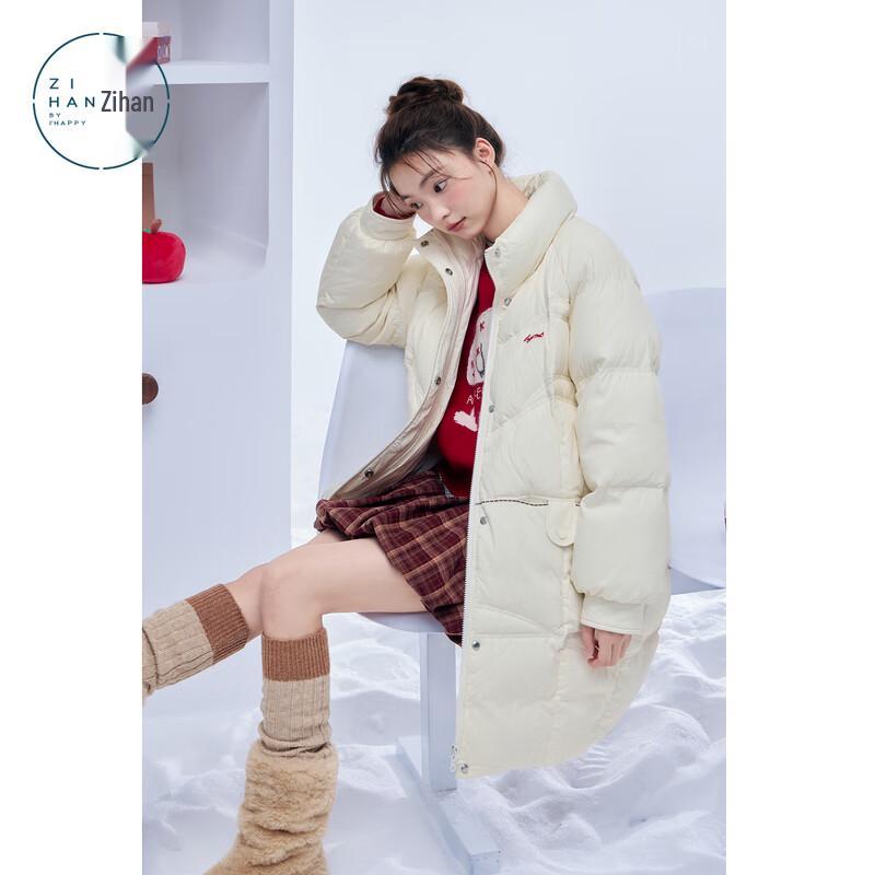 ZIHAN Women s 2025 Winter Long Stand-Collar Loose Duck Down Jacket L