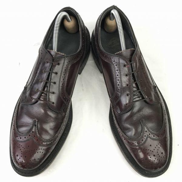 Vintage Pre 90er Leder Goodyear Welt Long Wingtip American Brogue Kleider Business Schuhe Größe 28.5cm Dunkelbraun(GEBRAUCHT)