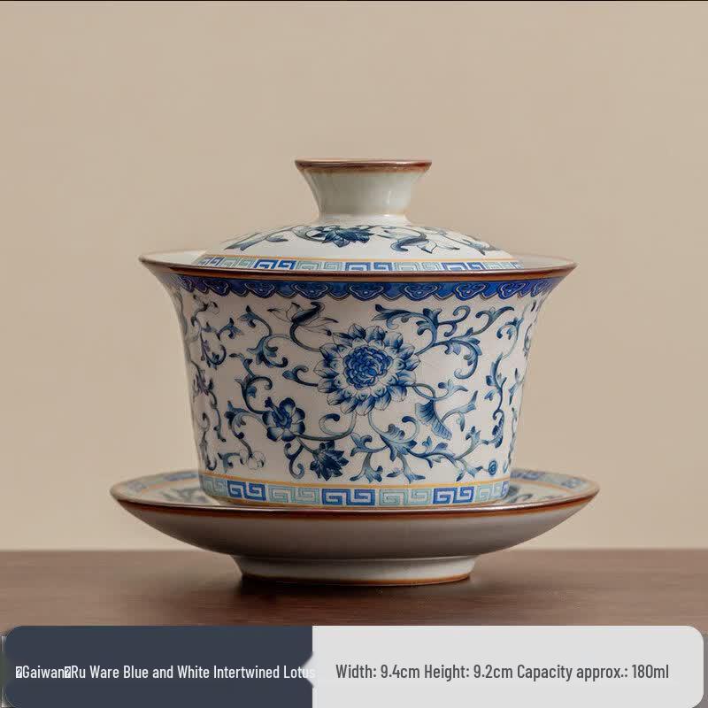 Large Blue and White Porcelain Gaiwan