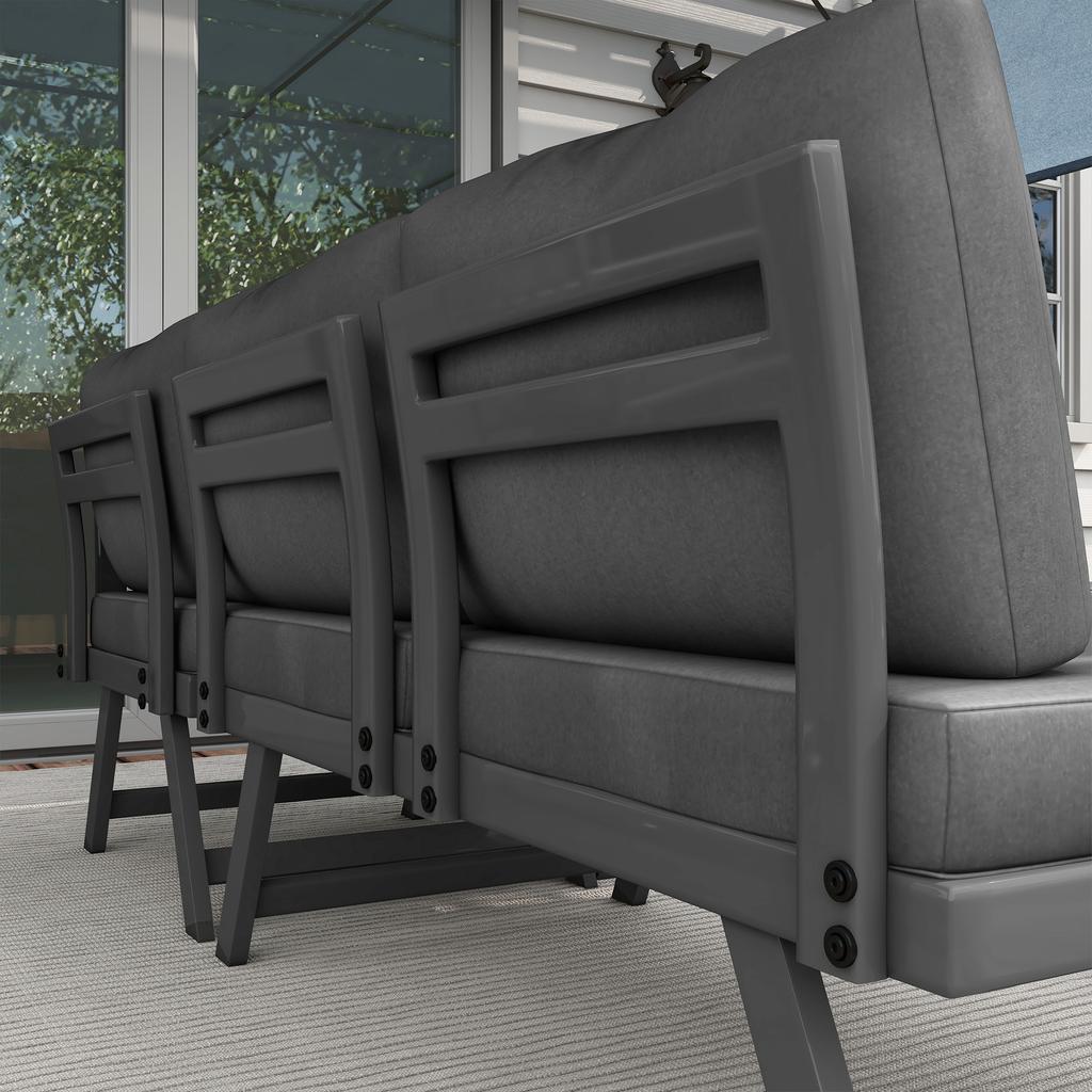 Corner and Convertible Garden Lounge Set 4 Pieces with 2 Benches, 1 Corner Armchair and 1 Coffee Table