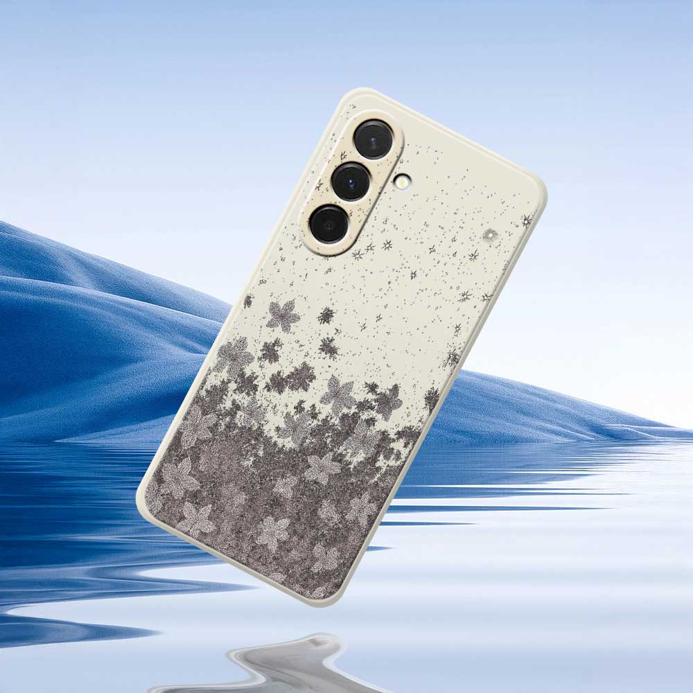 For Samsung Galaxy A36 5G Case Grey Flowers Pattern Printing Straight Edge TPU Phone Back Cover