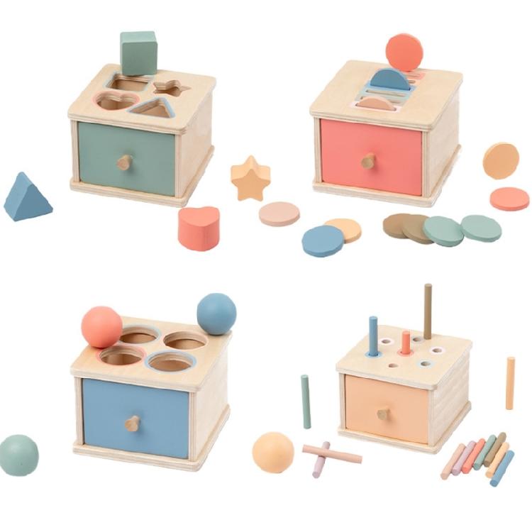 Safe Wooden Shape Color Sorting Box Geometric Educational Toy for Toddlers Learning Activity