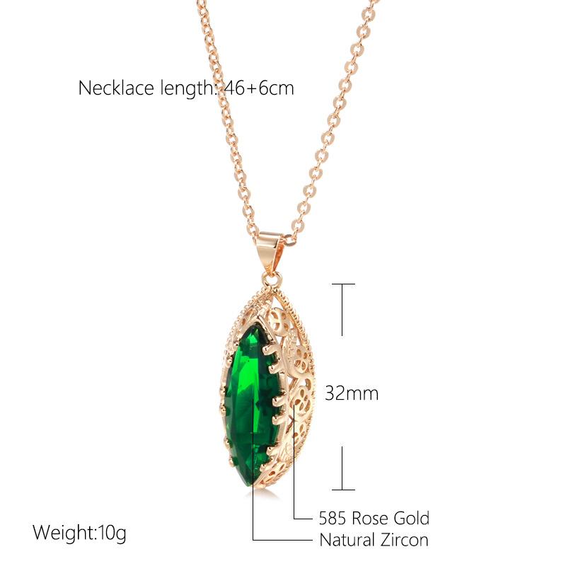 Collana a forma di cuore Goccia d'Acqua da Donna Oro Rosa 585 Zaffiro Rosso Verde San Valentino Festa Qixi Regalo