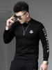 European Men's Trendy Letter Print Sweatshirt 2025 Autumn New Half-Turtleneck Base Shirt Long-Sleeve T-Shirt for Men