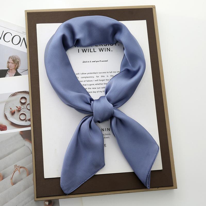 70cm Solid Color Small Square Scarf Women Trendy Versatile Neck Scarf Match Blazer Shirts Decorative Bandana