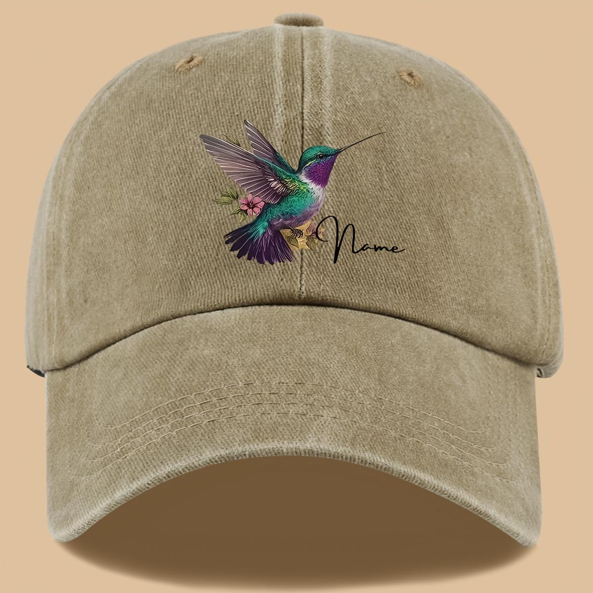 

Hummingbird Print Washed Baseball Cap Breathable Outdoor Sun Hat Adjustable Unisex Adult Headwear One Size