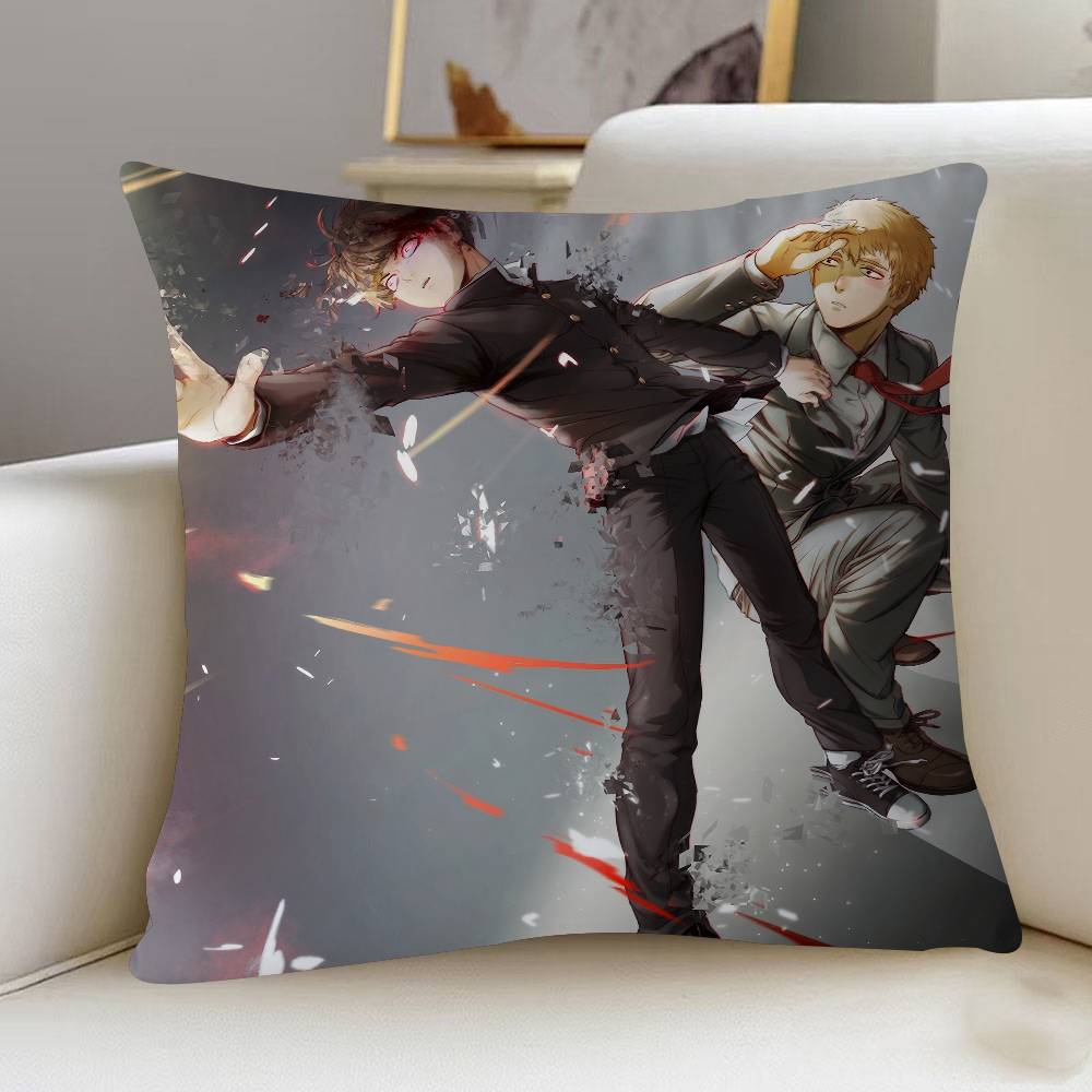 M-MOB PSYCHO 100 Cartoon Animation Pillow Covers Cartoon Sofa Decorative Home Double-sided Printing Short Plush Cute Cushion