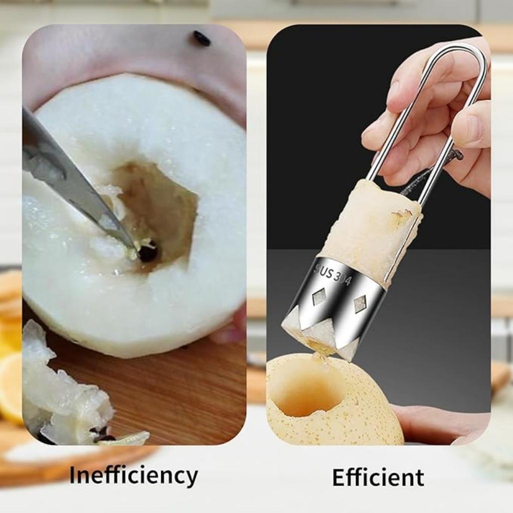 Pfefferentkerner, Apfelentkerner, Edelstahl, Silber, für Obst und Gemüse, 2 Stück