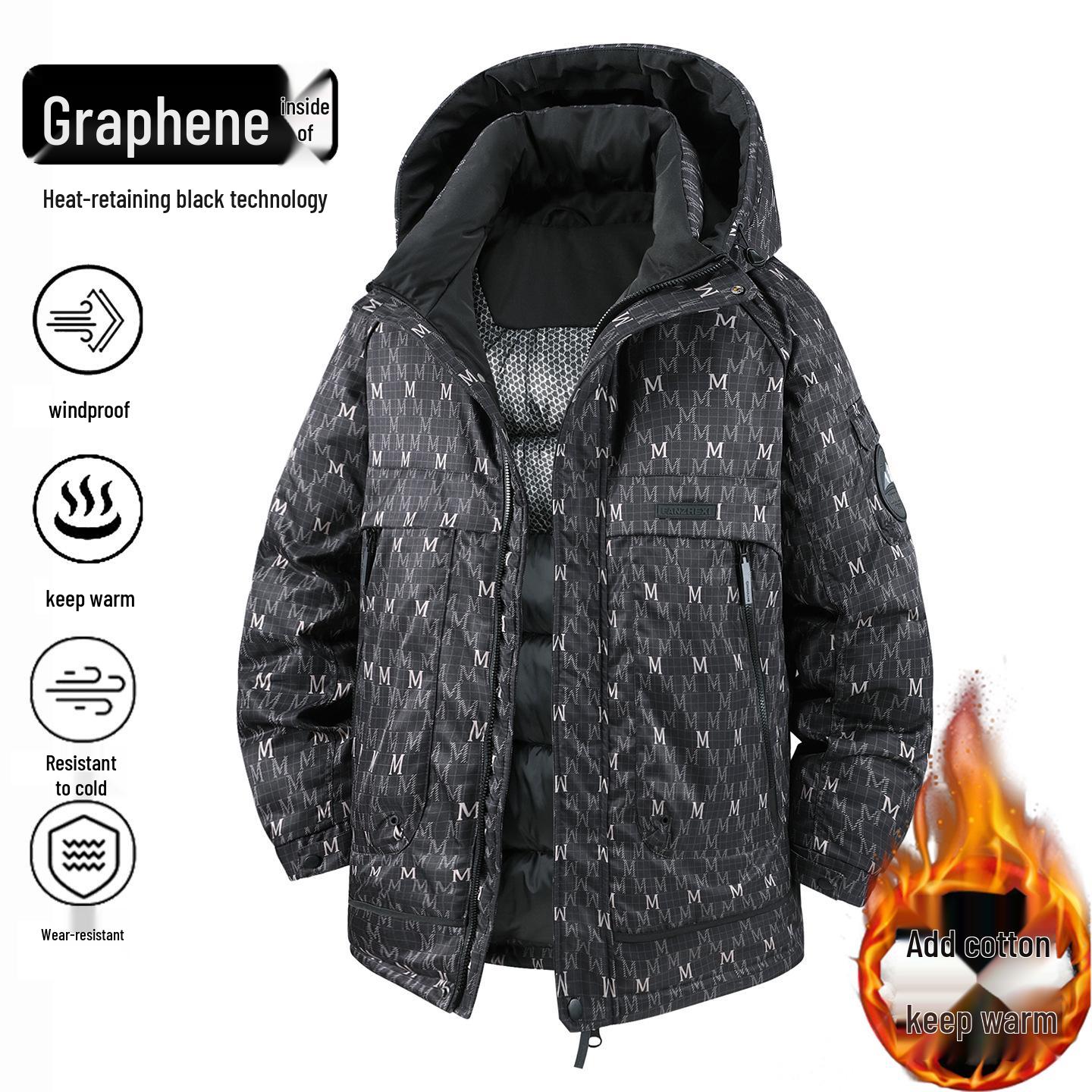 

Winter Men s Plus Size Trendy Mid-Length Cotton Jacket 300 Jin 2566 9XL чорний