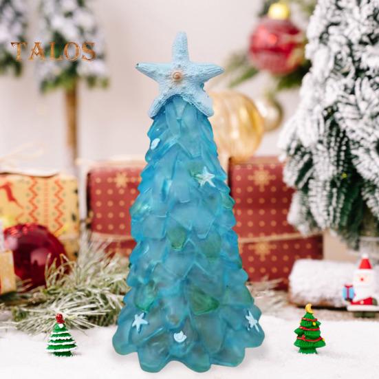 12/15/20 cm Seaglass juletredekorasjon blågrønt havglass sjøstjerneskall Hav-tema juletrefigur ferieharpiks tre skrivebordspynt