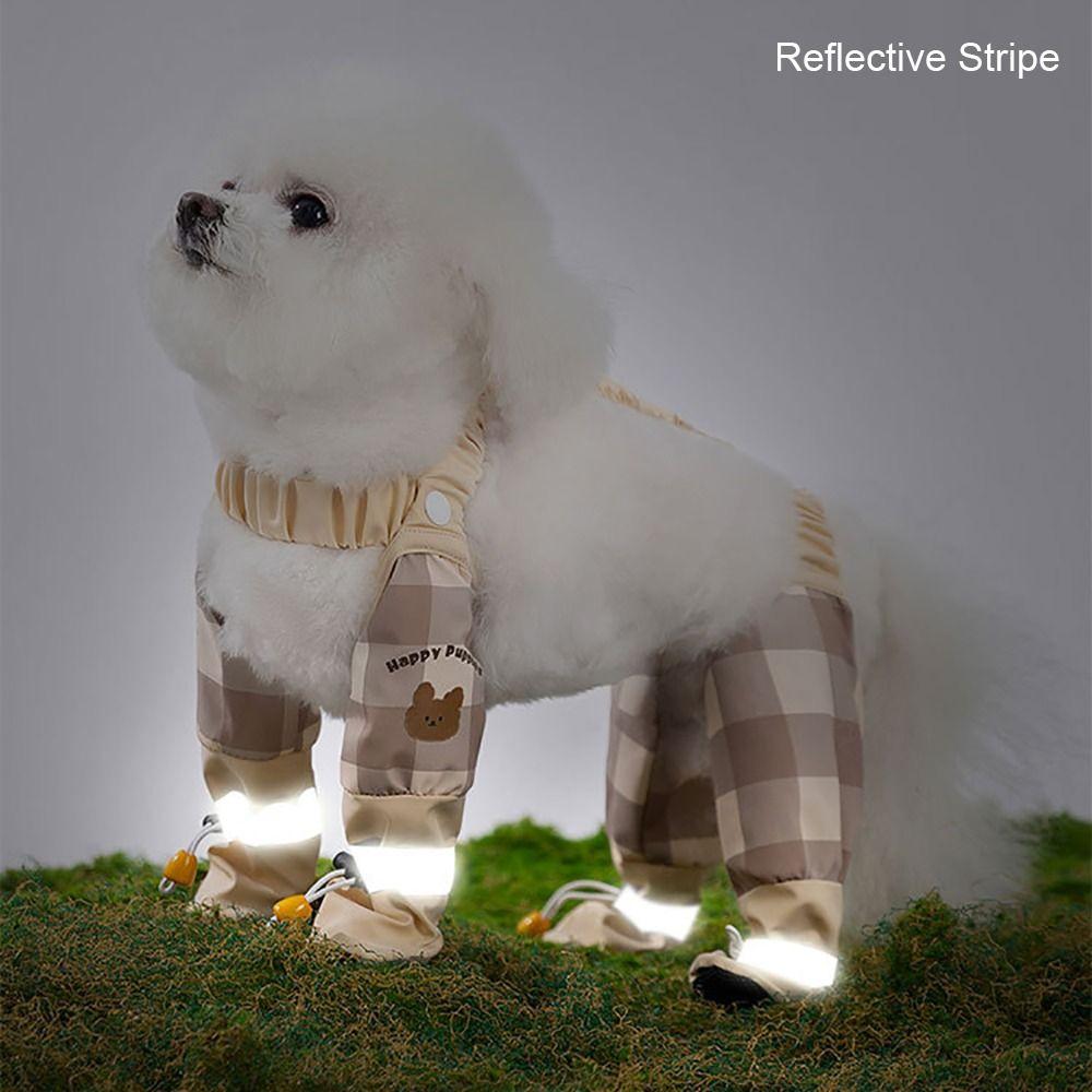 Adjustable Dog Four-Legged Pants Reflective Stripe Dog Jumpsuit Shoes Rainy Snowy