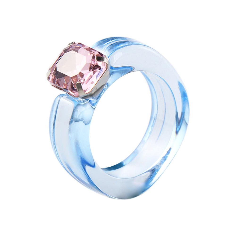 Irregular Geometric Acrylic Women Jelly Color Girls Fashion Jewelry Resin Rings Transparent Finger Ring