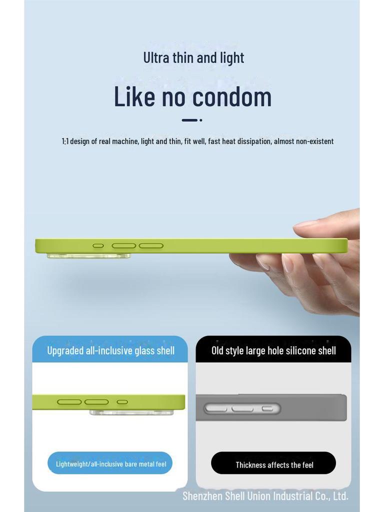 Crystal Lens Mobile Phone Case - Liquid Silicone Small Window for Apple 15 Pro Max, 14/13 Anti-fall Cover