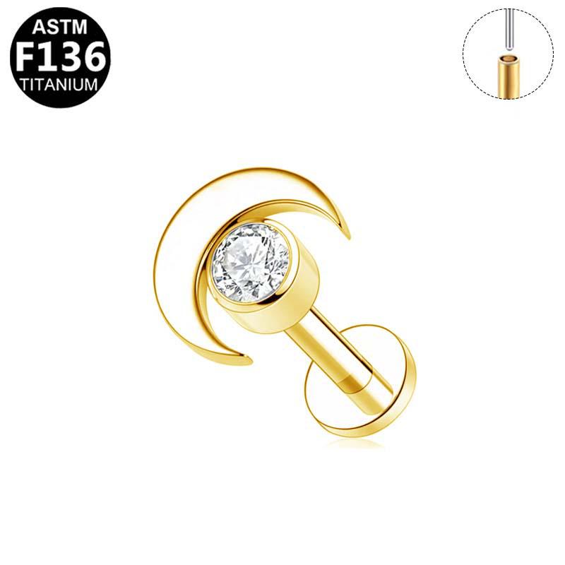 Elegant G23 Titanium Zircon Cartilage & Lip Piercing Stud