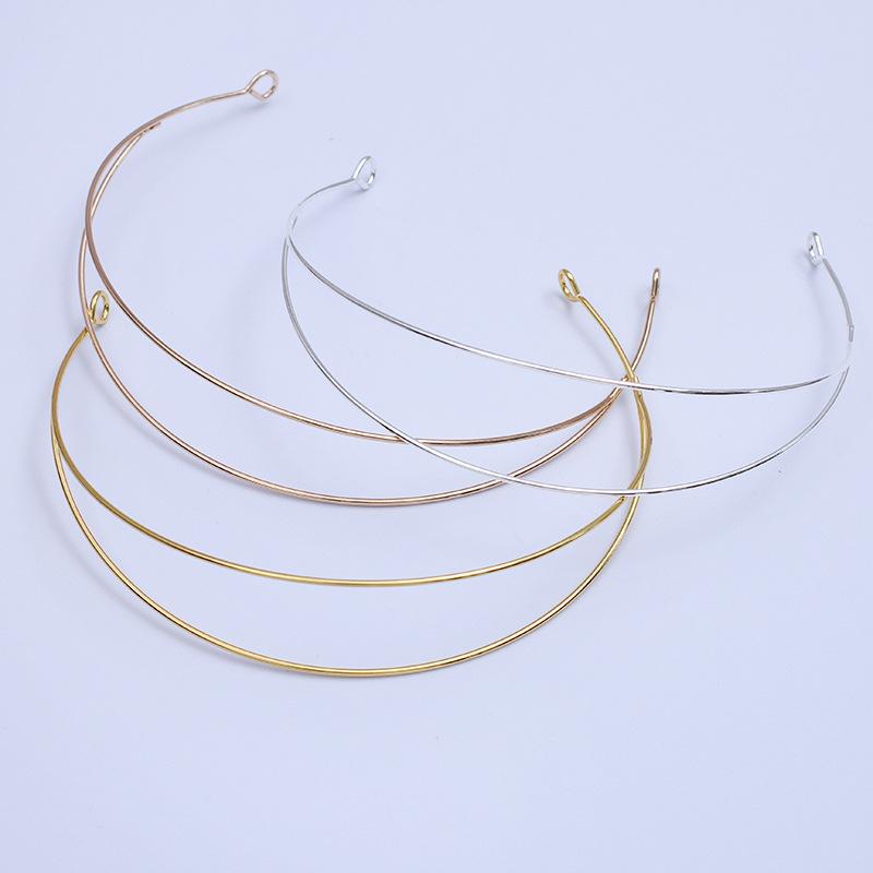 3pcs Metal Hairband Two-line Bride Crown Headdress Gold Silver Hairwear Head Hair Bands Base Setting Jewelry Components Wedding