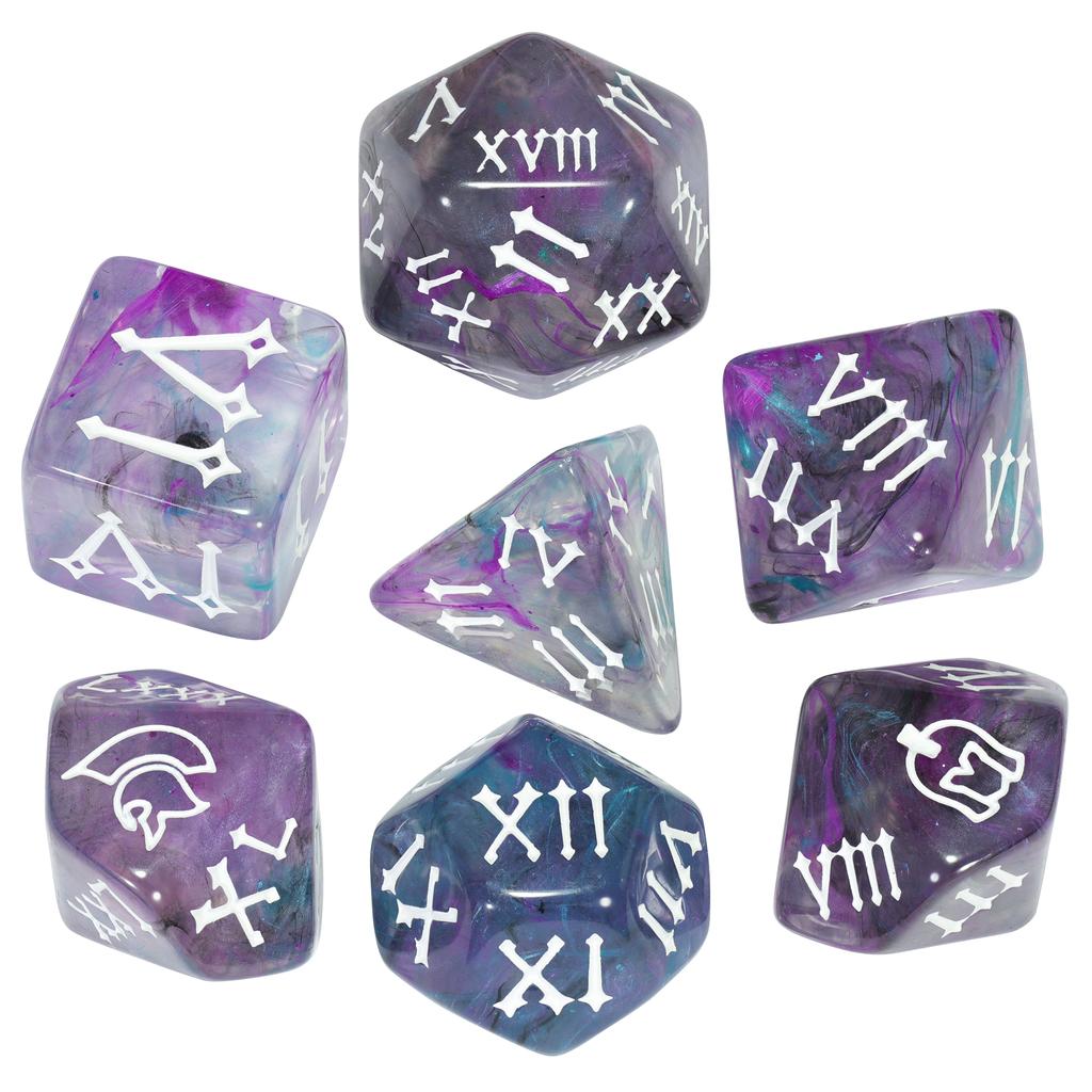 7pcs DND Dice Set Creative Design Roman Number Pattern Polyhedral Dice for Dungeons Game Role Playing Table Games