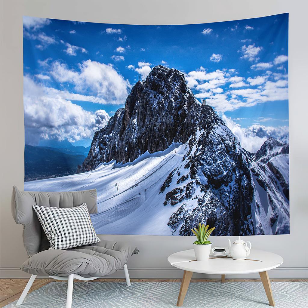 Winter Snow Tapestry Mountain Forest Snowy Pine Tapestry Sunset Landscape Tapestry Art Home Living Room Bedroom Decor Tapestries
