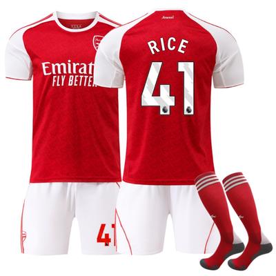 Nastolatki Dzieci Dorośli Zestawy Piłkarskie Sportowy Zestaw Treningowy Koszulka ze Skarpetkami 25/26 Arsenal Domowy #41 Declan Rice