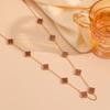 Four leaf clover stainless steel small flower double-sided shell pendant necklace