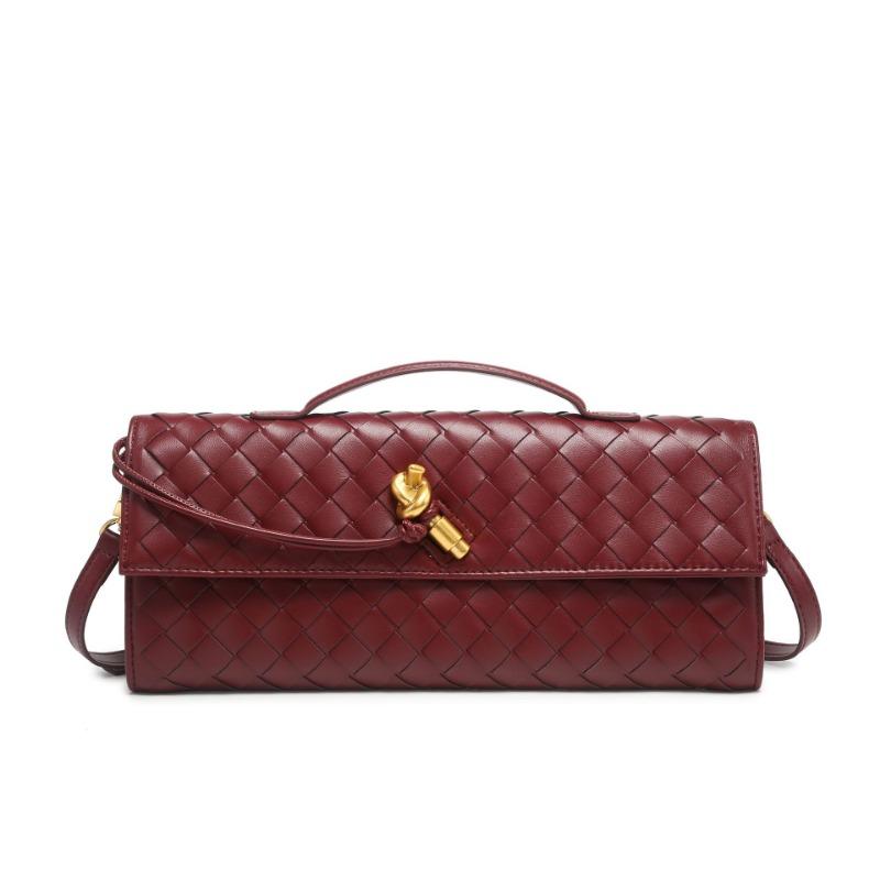 Handwoven Bag Soft Leather Lock Dinner Bag Medieval Baguette Bag Long Fashion