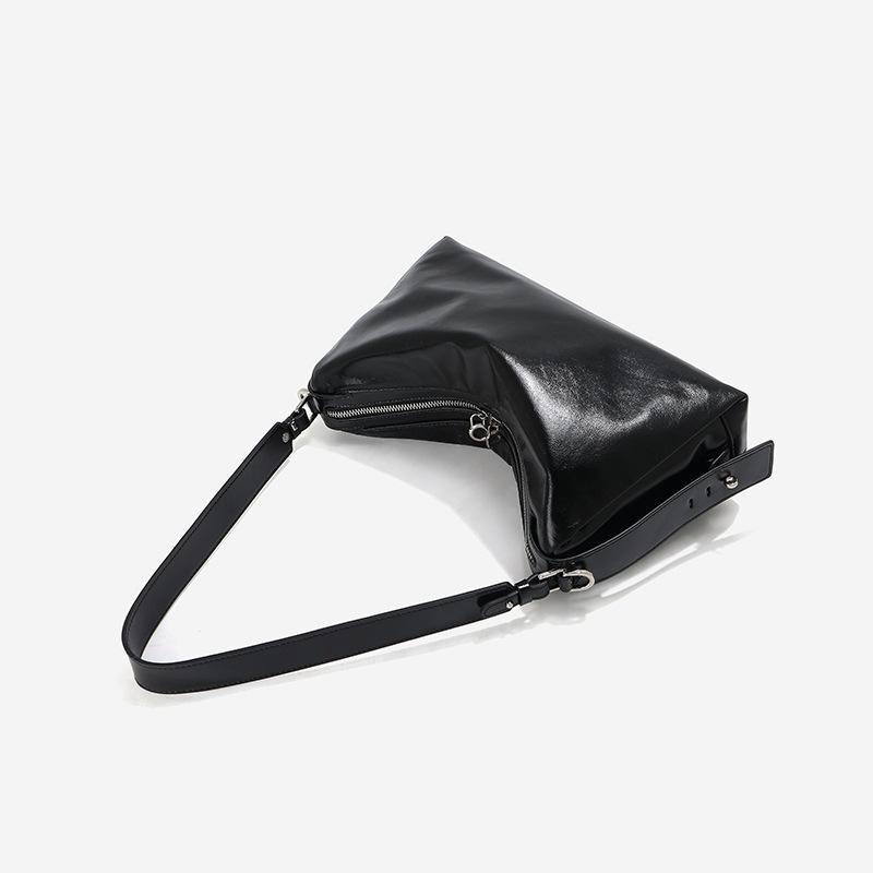 Large capacity, pillow bag, women's first layer cowhide underarm bag, genuine leather niche commuter single shoulder messenger tote bag