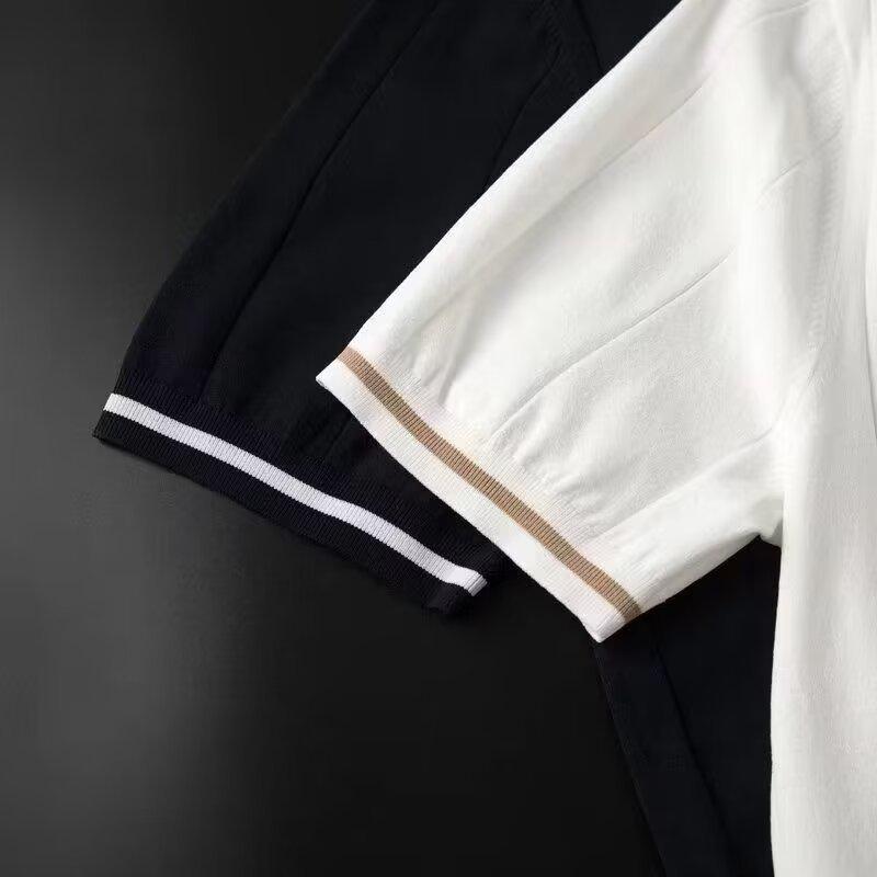 Men's Trendy Korean Style Short-Sleeve Polo Shirt with Half Zipper