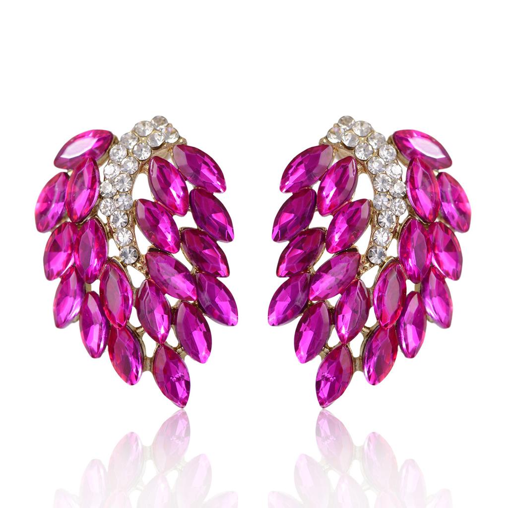 Angel Wing Rhinestone Earrings For Women Unique Exaggerated Temperament Commuter Fashion Studs Jewelry