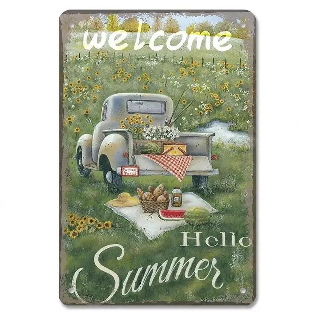 Welcome Metal Tin Signs Plaque Wall Decoration Vintage Art Posters Iron Painting for Man Cave Home Cafe Garden Garage Club Bar