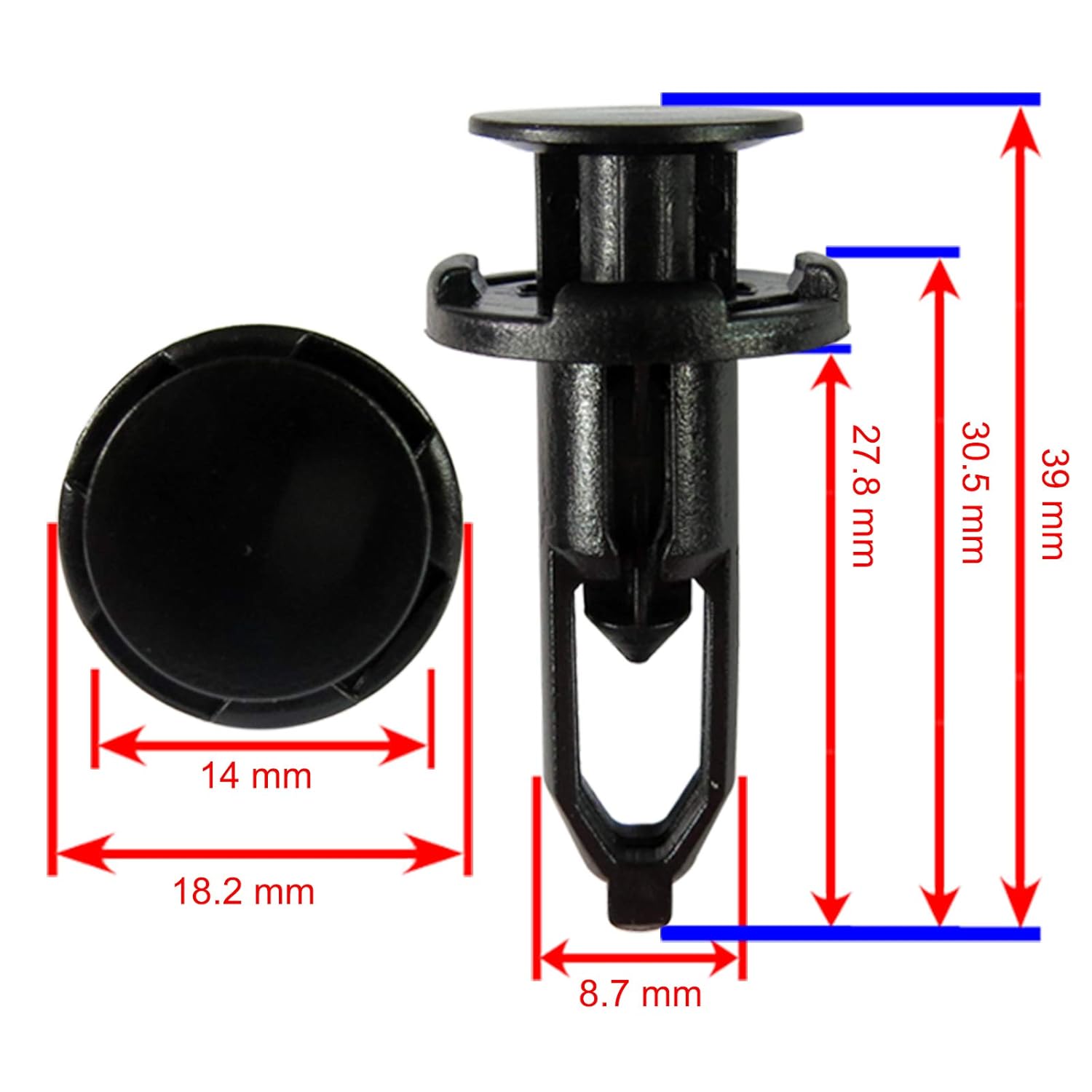 

Woodzdon Pack of 100 Bumper Cover Clip Fender Fastener Fit for Toyota Replaces 52161-02020 52161-16010 for Auveco 18873 Push-Type Retainer Black