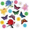 Butterfly Roses Applique Embroidery Sew Patches Flowers 22 PCS Rose Sew On  Jeans