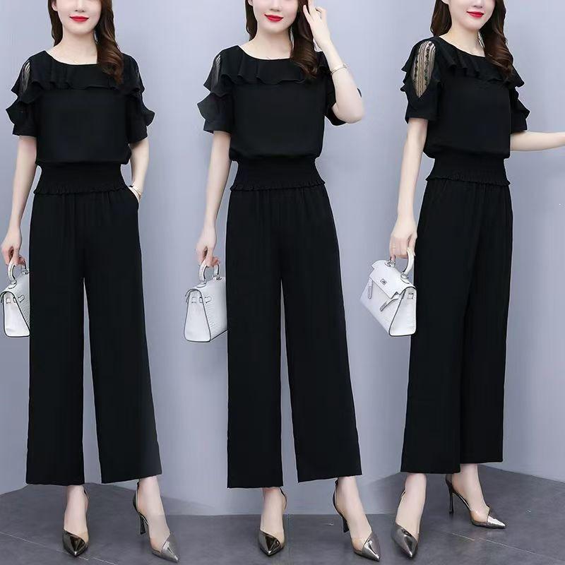 Chic Plus-Size Summer Two-Piece Set: Stylish Waist-Cinching, Slimming Design for a Tall-Looking Silhouette XXXXL