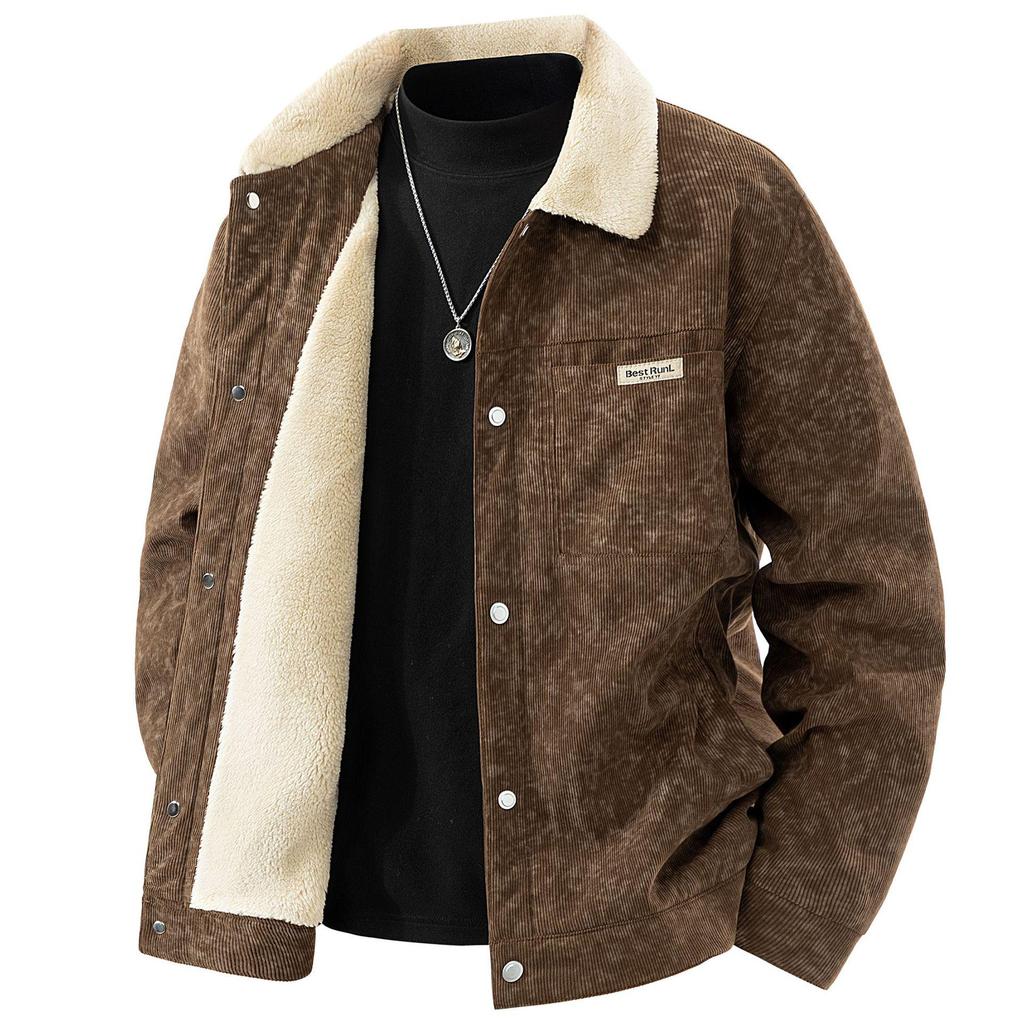 Men's Retro Corduroy Lambswool Winter Coat