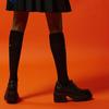 Fur Mix Knee Socks BK
