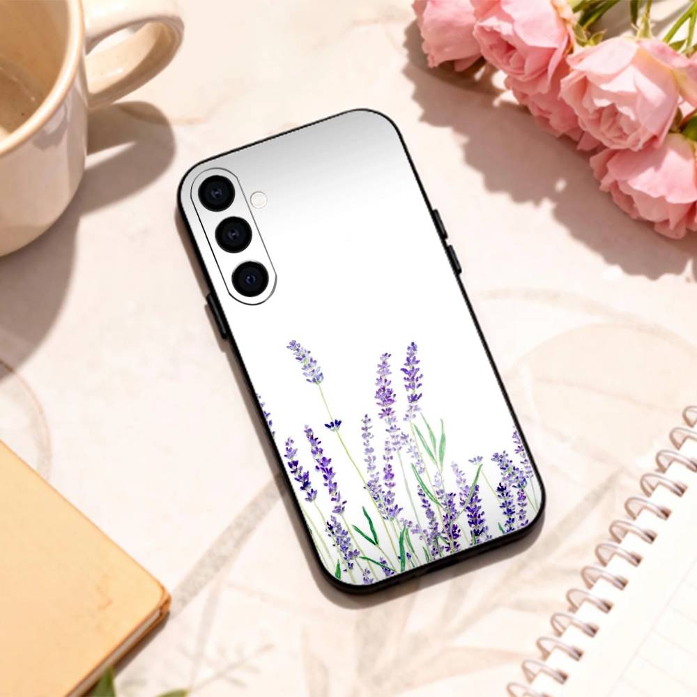 

L-Lavender P-Purple F-Flowers phone Case For Samsung Galaxy A73,A72,A71,A70,A53,A52,A51,Others Soft Black Shell Samsung a12