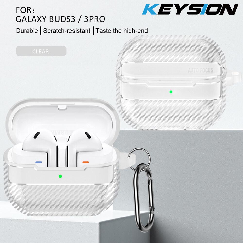 

KEYSION Противоударный чехол для Samsung Buds 3 Pro 3 FE Мягкий силиконовый чехол из ТПУ с крючком для Bluetooth-наушников для Galaxy Buds3 3 Pro for Galaxy Buds3 Pro чистый