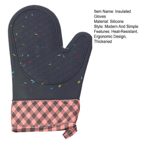 1Pc Silicone Heat Resistant Gloves Non-Slip Oven Mitts Kitchen Hand Clamps Thickened Insulated Gloves for Air Fryers Cooking Barbecue