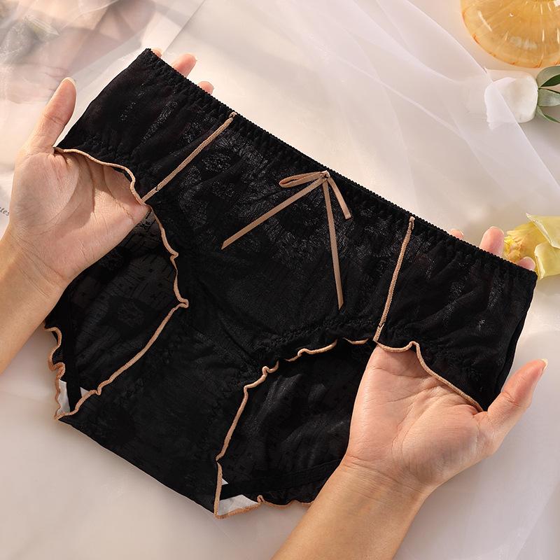 Big Size Female Summer Ultra Thin Sexy Sweet Pure Cotton Ice Silk Antibacterial Briefs